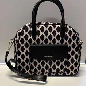 Vera Bradley Black and Cream Bowler Satchel